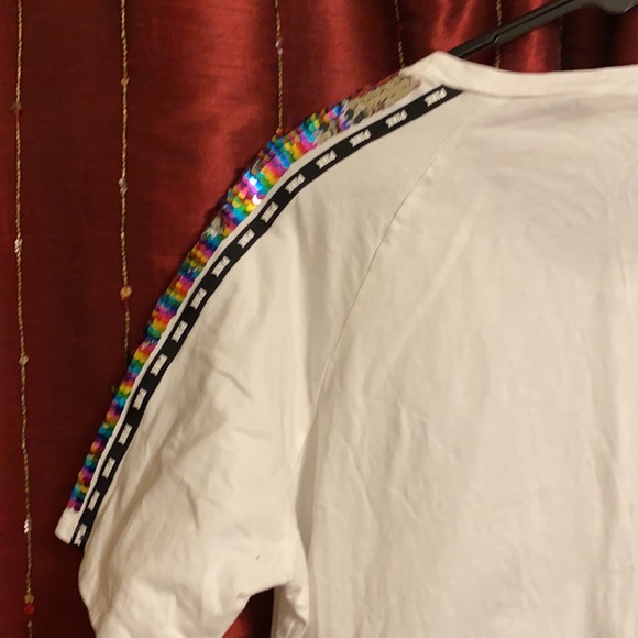 NWOT VS PINK rainbow/silver sequin flip tee - Picture 9 of 14